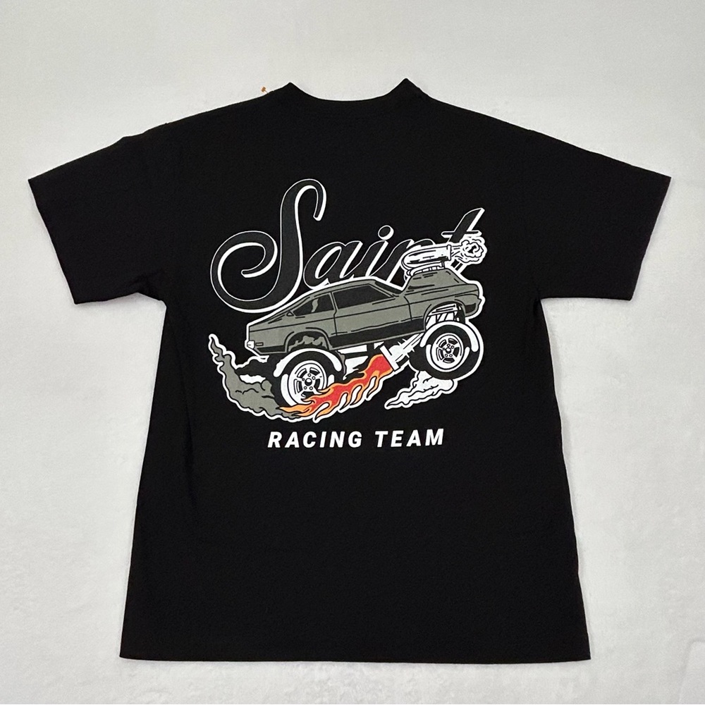 Saint Racing Team Custom Classic Vintage Cars Black Graphic Logo T-Shirt Men’s
